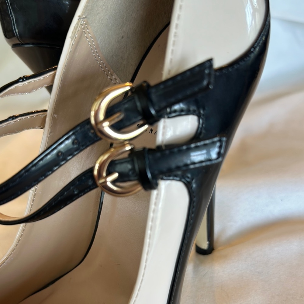 Signature Black and Cream Mary Jane Heels - Picture 7 of 10